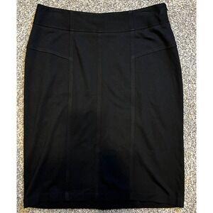 Chico's Skirt Womens 1 Black Stretch Knit Pencil Knee Length Zip Work Office
